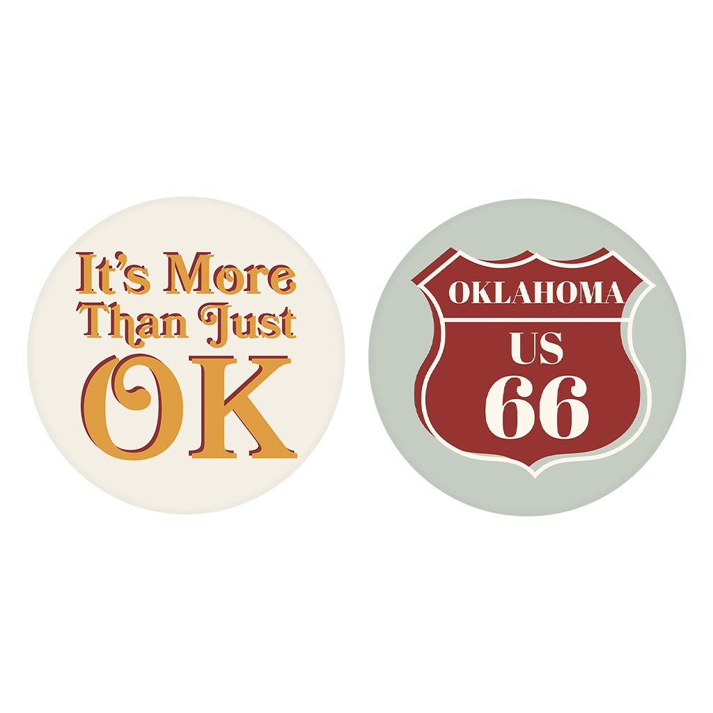 Modern Minimalist Oklahoma Set | Absorbent Car Coasters | Set of 2 | Min 4