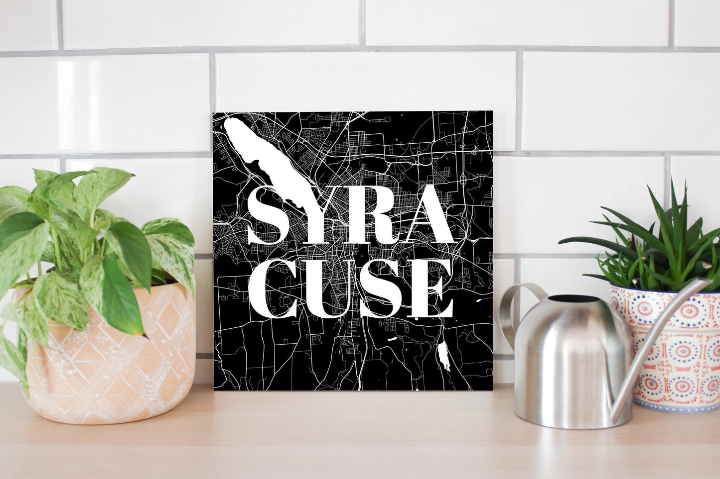 Minimalistic B&W New York Syracuse Map | Wood Sign | Eaches | Min 2