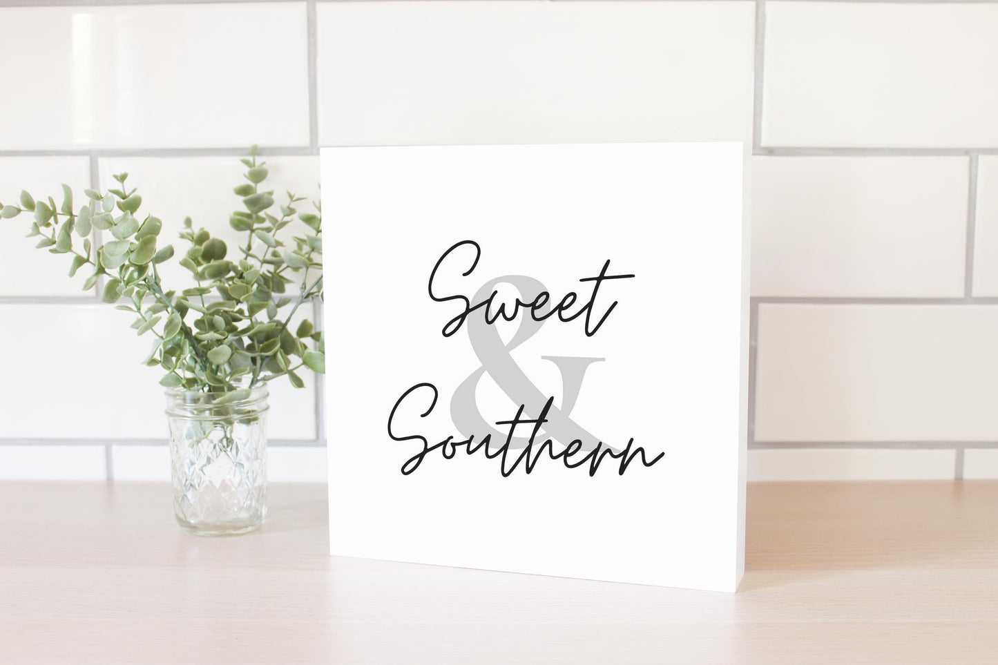 Minimalistic B&W Texas Sweet Southern | Wood Block | Eaches | Min 2