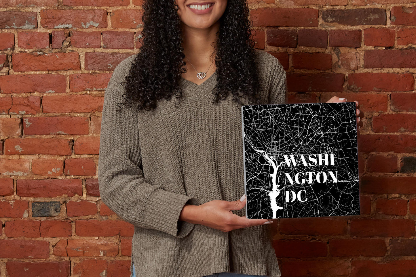 Minimalistic B&W Washington Dc Map | Wood Block | Eaches | Min 2