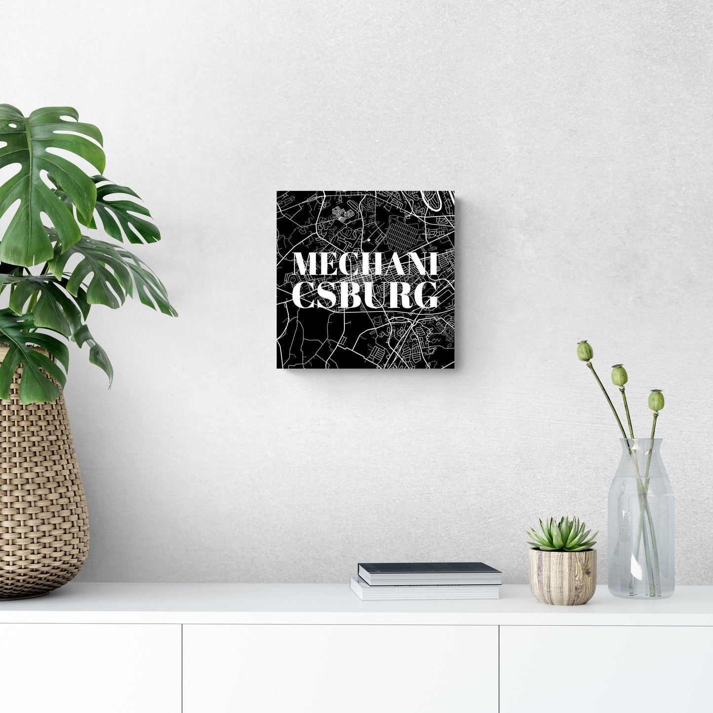 Minimalistic B&W Pennsylvania Mechanicsburg Map | Wood Sign | Eaches | Min 2