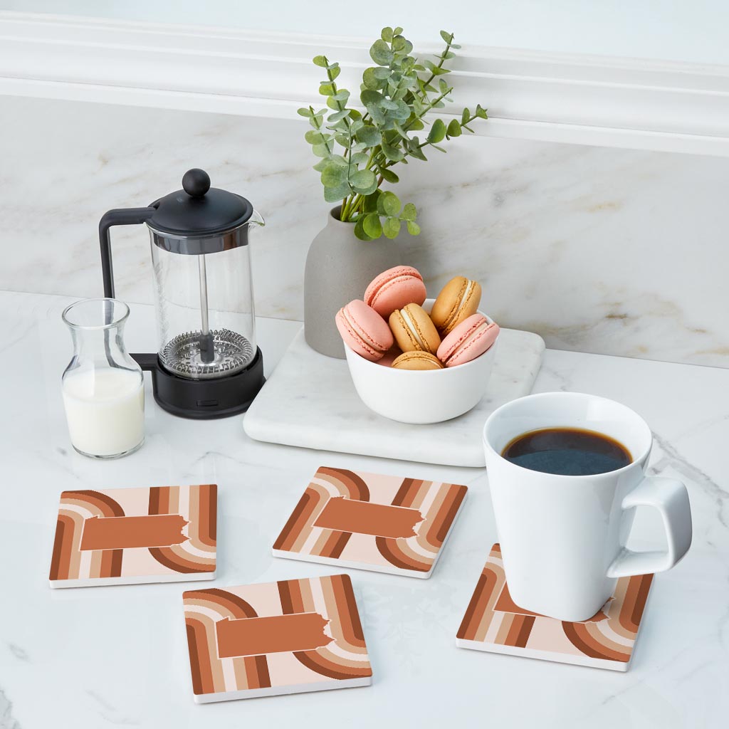 Modern Minimalist Pennsylvania State | Absorbent Coasters | Set of 4 | Min 2