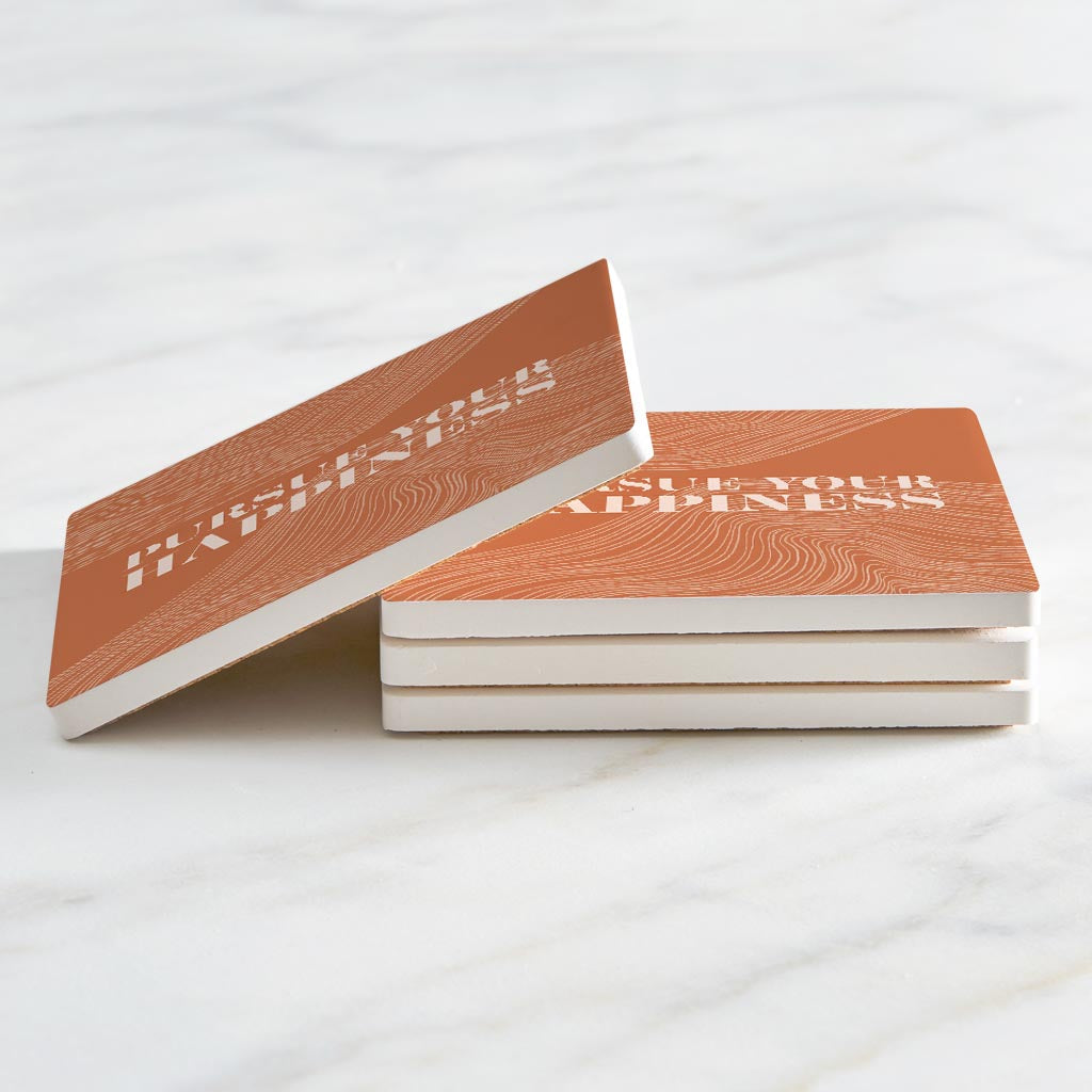 Modern Minimalist Pennsylvania Happiness Quip | Absorbent Coasters | Set of 4 | Min 2