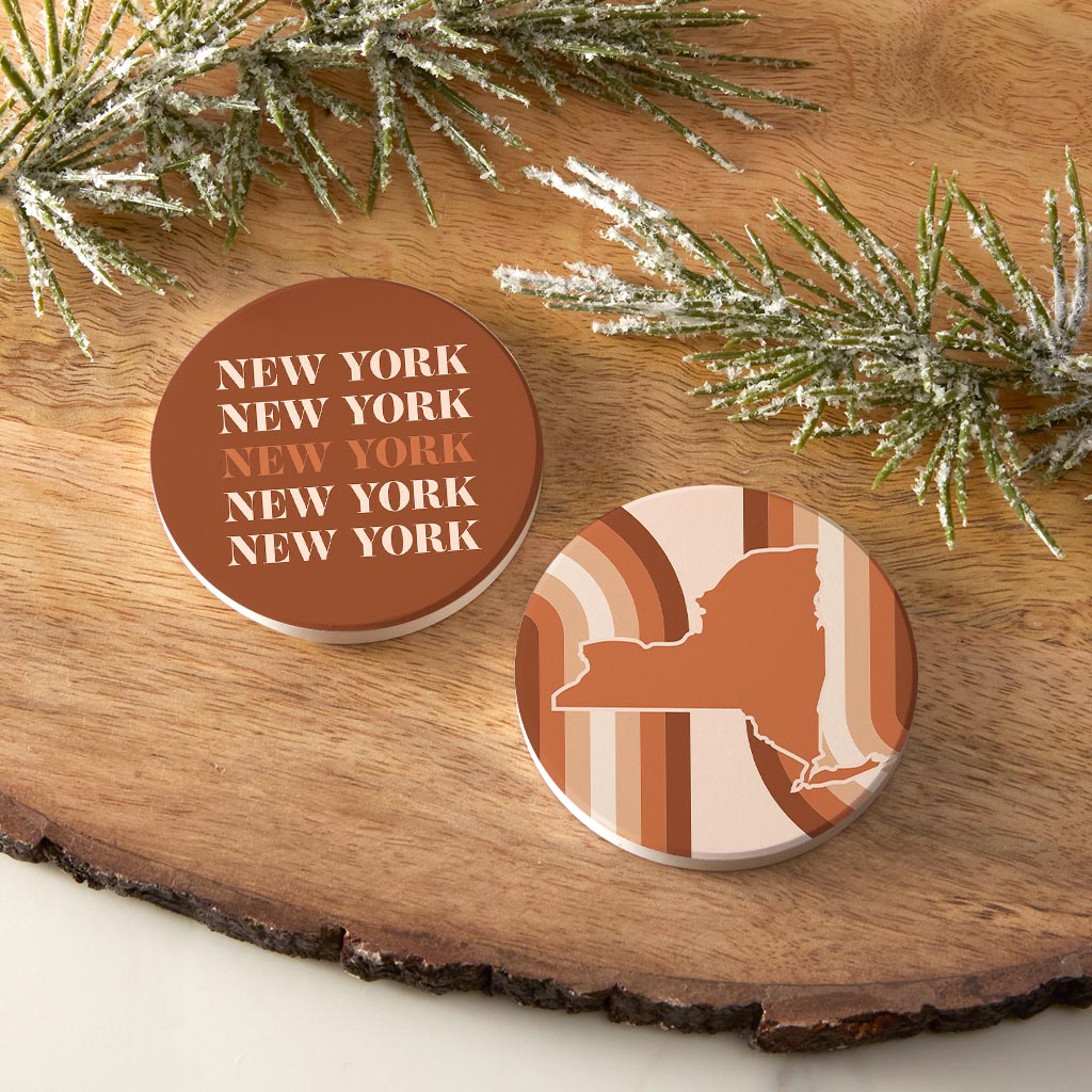Modern Minimalist New York Shape Ny Dark| Absorbent Car Coasters | Set of 2 | Min 4