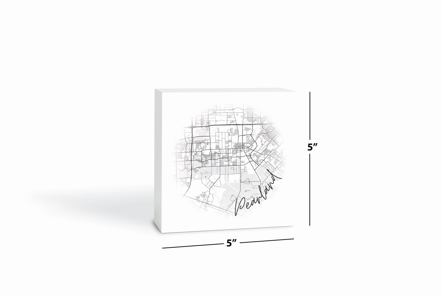 Minimalistic B&W Texas Pearland City Circle Map | Wood Block | Eaches | Min 4