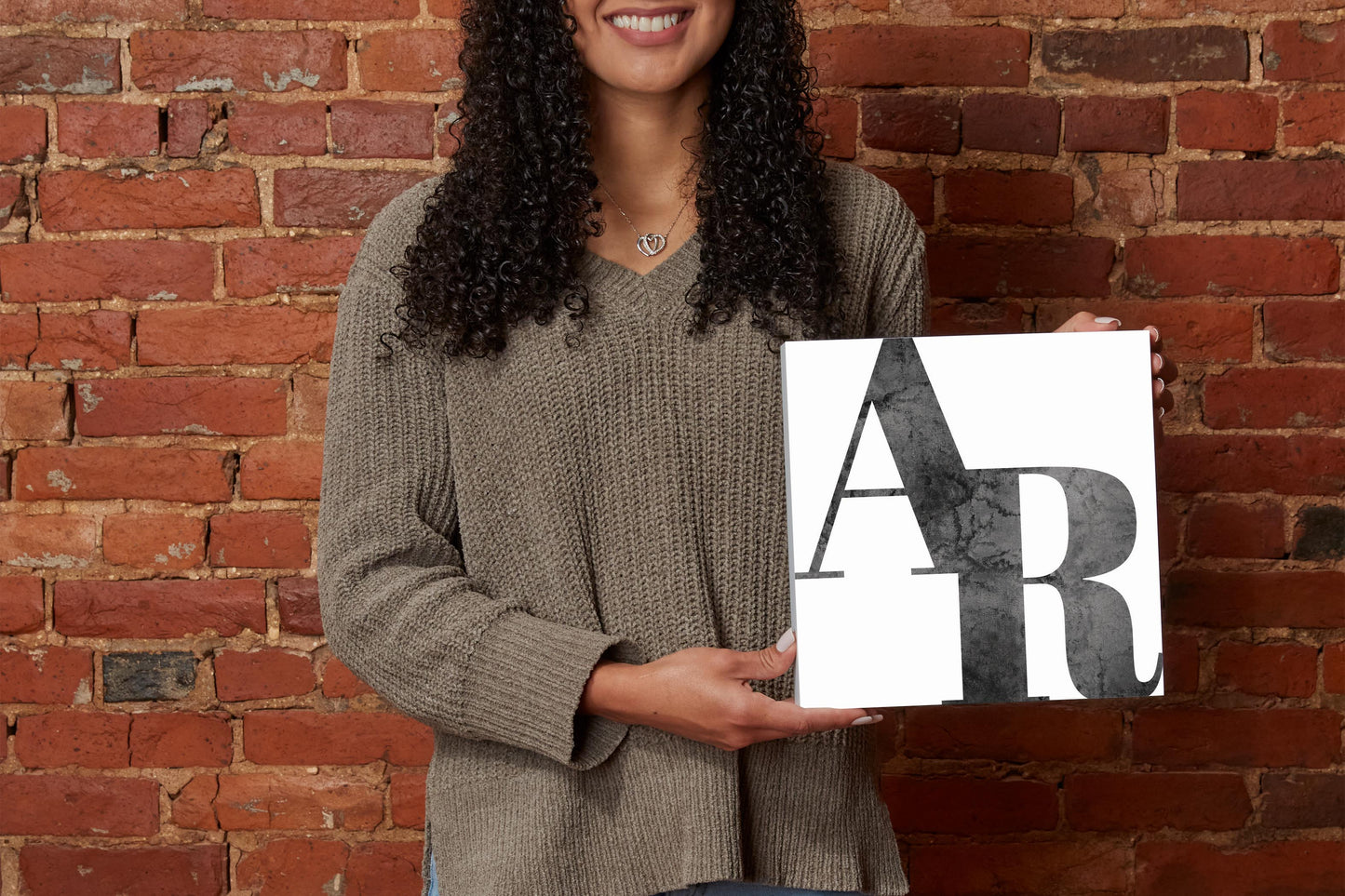 B&W Minimalist Arkansas White Initials | Wood Block | Eaches | Min 2