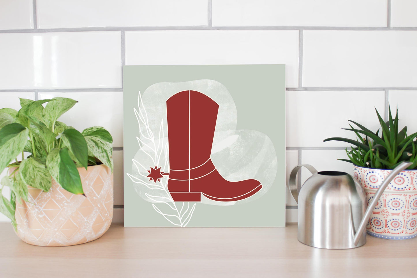 Modern Minimalist Oklahoma Boot | Wood Sign | Eaches | Min 2