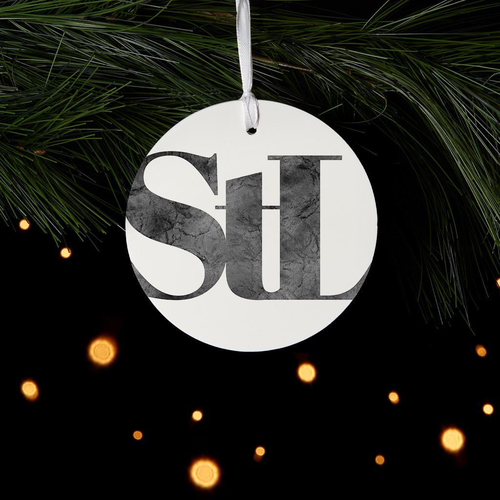 Minimalist B&W Missouri St Louis White Initials| Wood Ornament | Eaches | Min 6