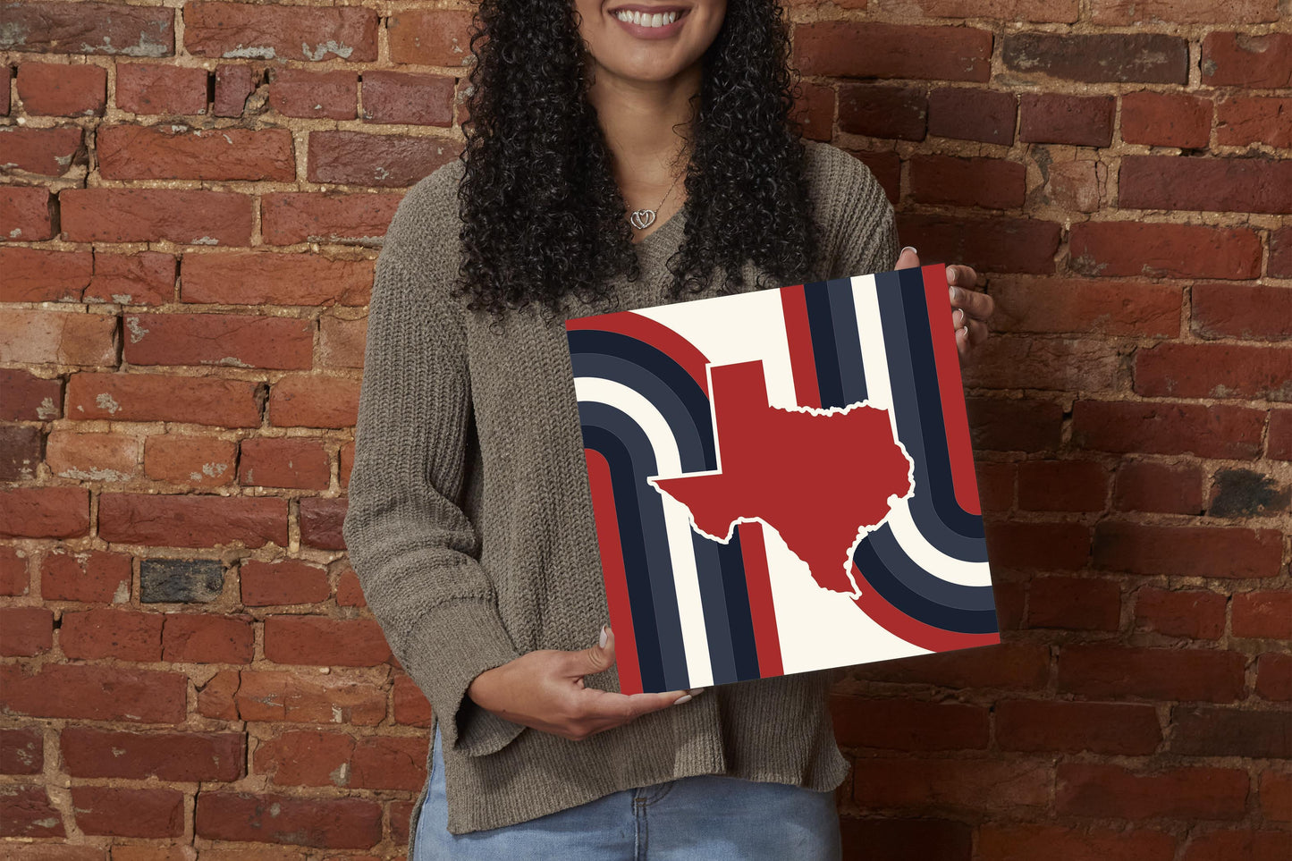 Modern Minimalist Texas Colors Retro Shape | Wood Sign | Eaches | Min 2