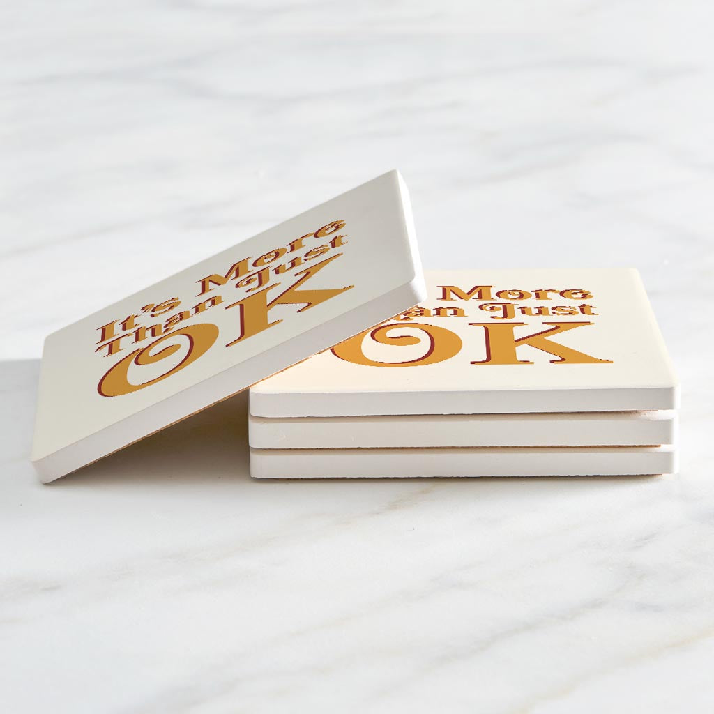 Modern Minimalist Oklahoma More Than Just Ok | Absorbent Coasters | Set of 4 | Min 2