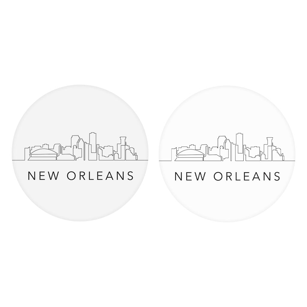 Modern Louisiana New Orleans City Line Drawing| Absorbent Car Coasters | Set of 2 | Min 4
