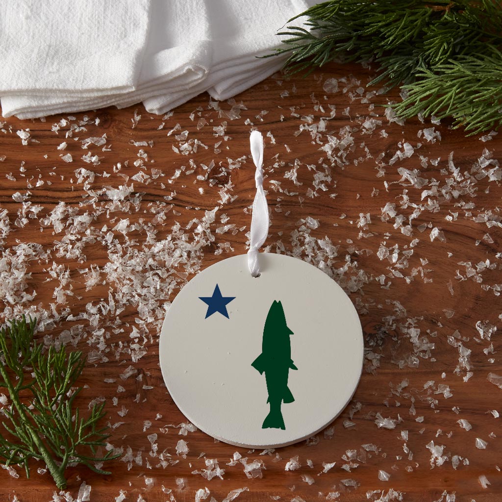 New England Star And Trout | Wood Ornament | Eaches | Min 6