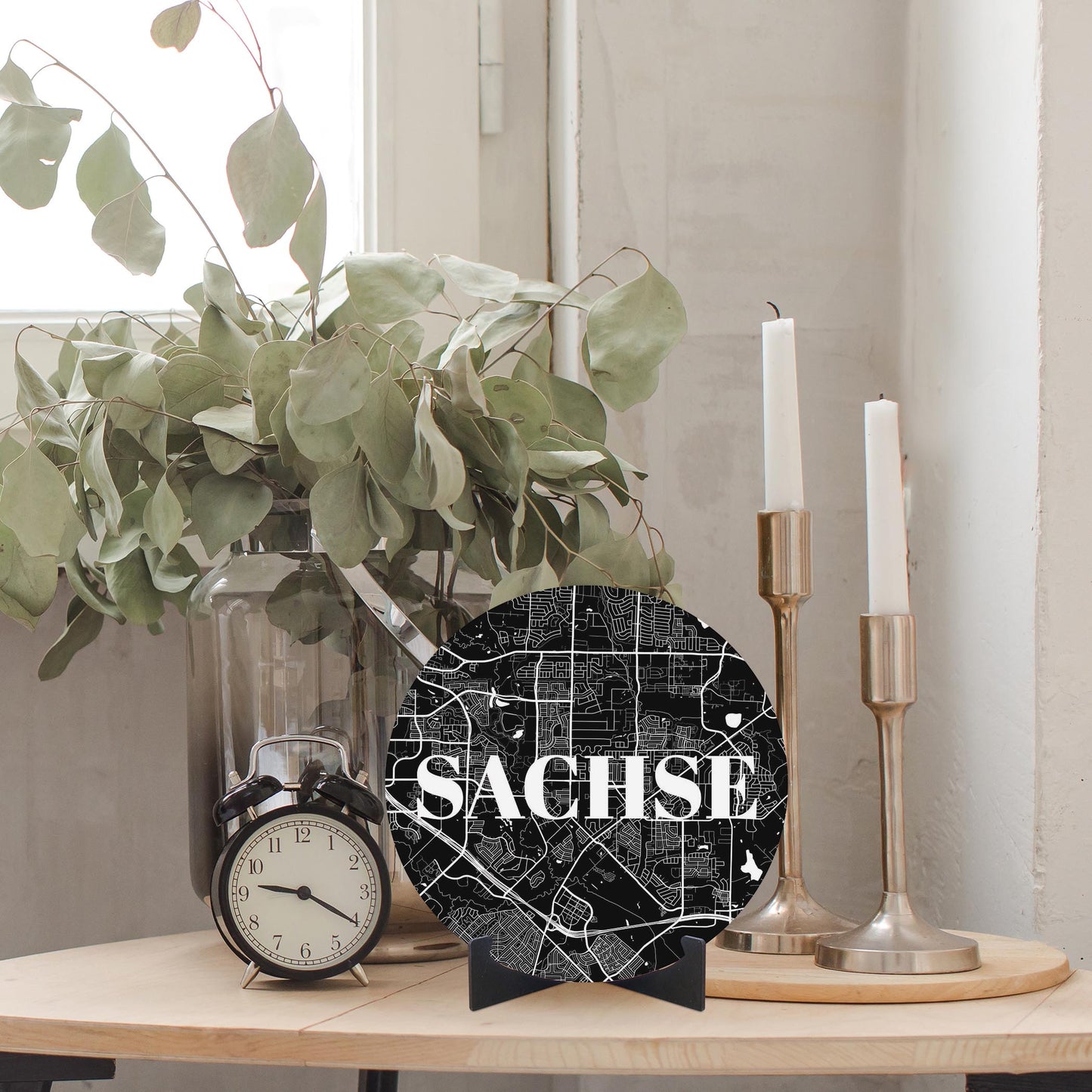 Minimalistic B&W Texas Sachse Map | Wood Sign | Eaches | Min 1