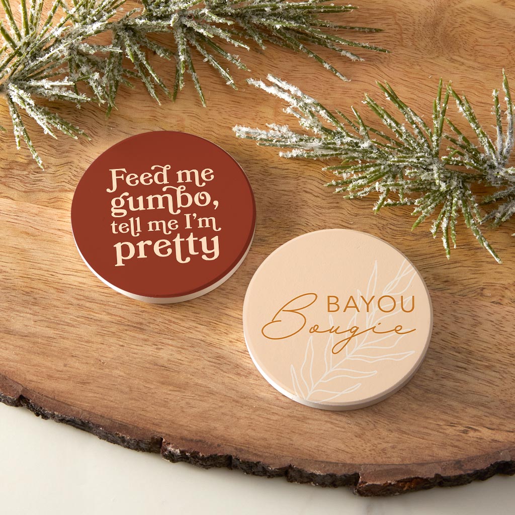 Modern Minimalist Louisiana Set | Absorbent Car Coasters | Set of 2 | Min 4