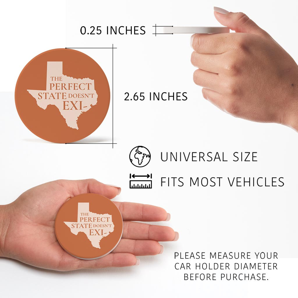 Modern Minimalist Texas Perfect State Doesnt Exi| Absorbent Car Coasters | Set of 2 | Min 4
