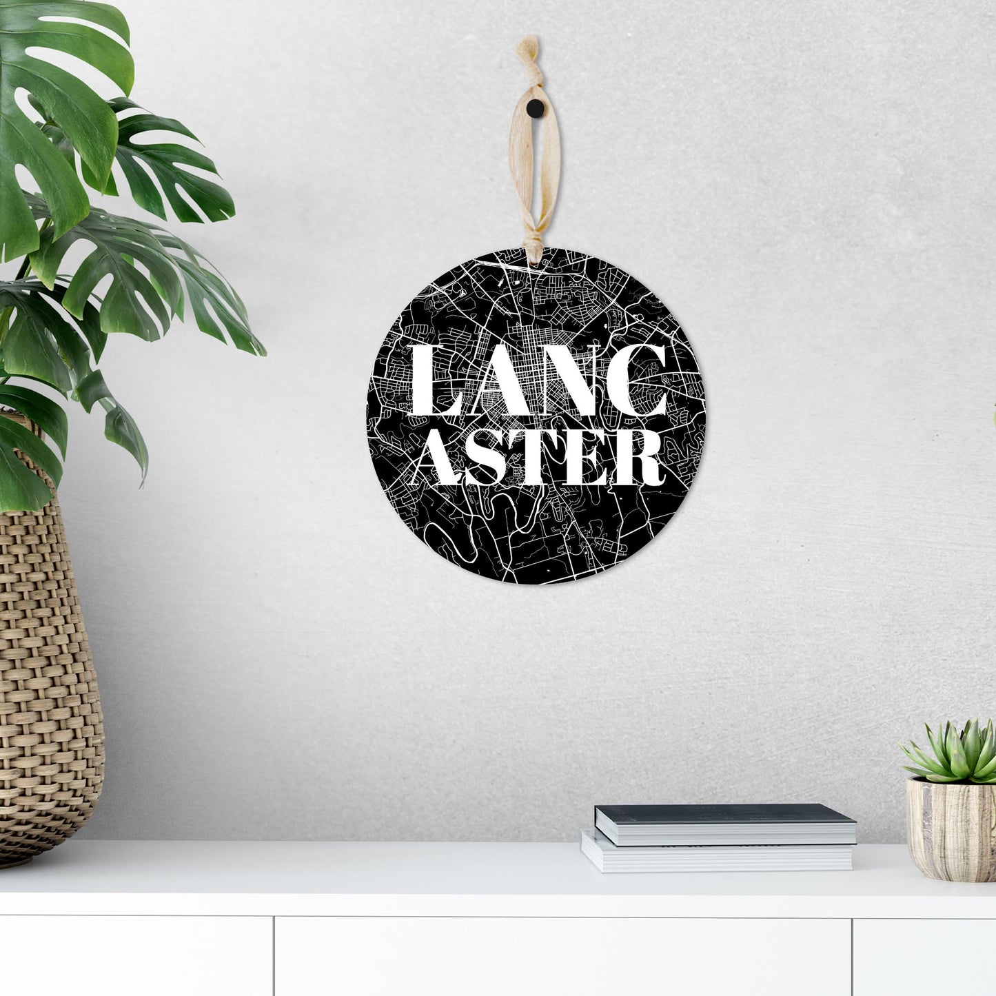 Minimalistic B&W Pennsylvania Lancaster Map | Wood Ornament | Eaches | Min 1