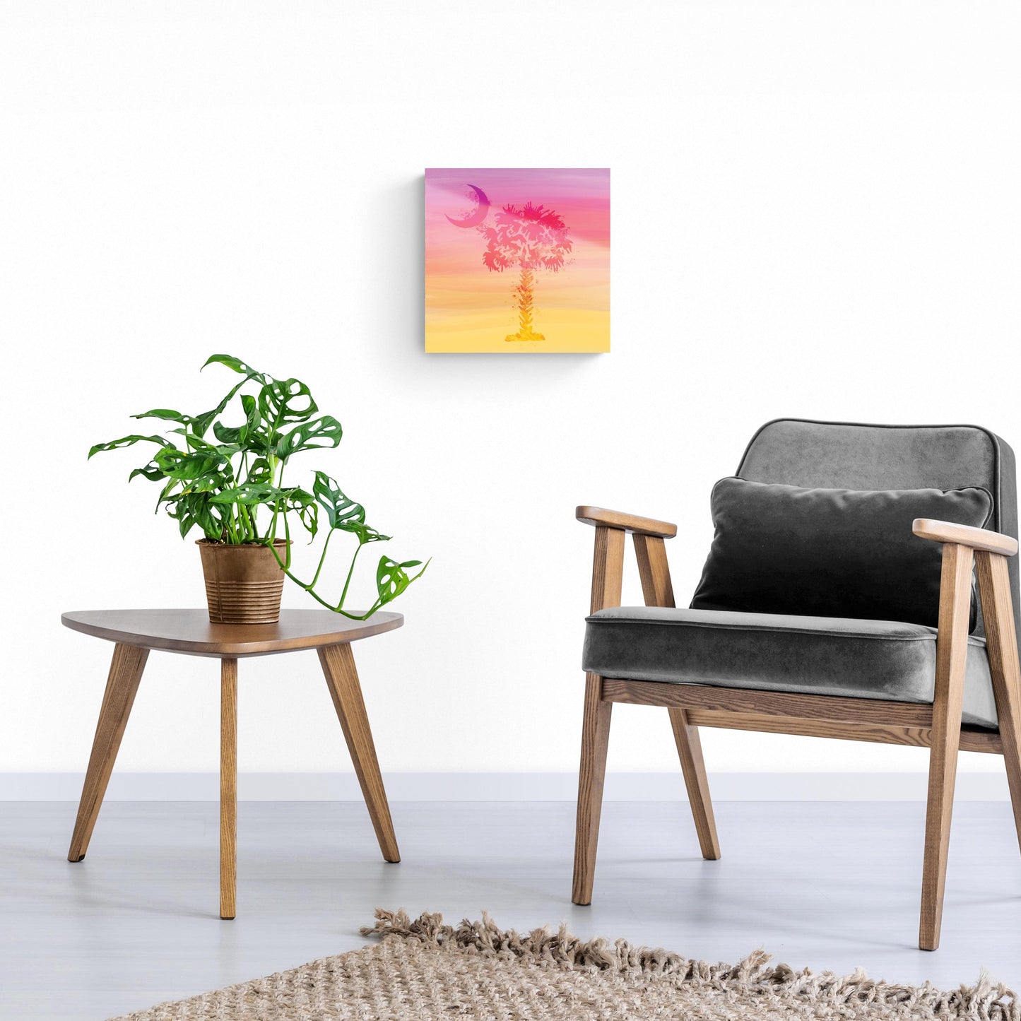 South Carolina Pink Water Color Palm Trees | Hi-Def Glass Art | Eaches | Min 1