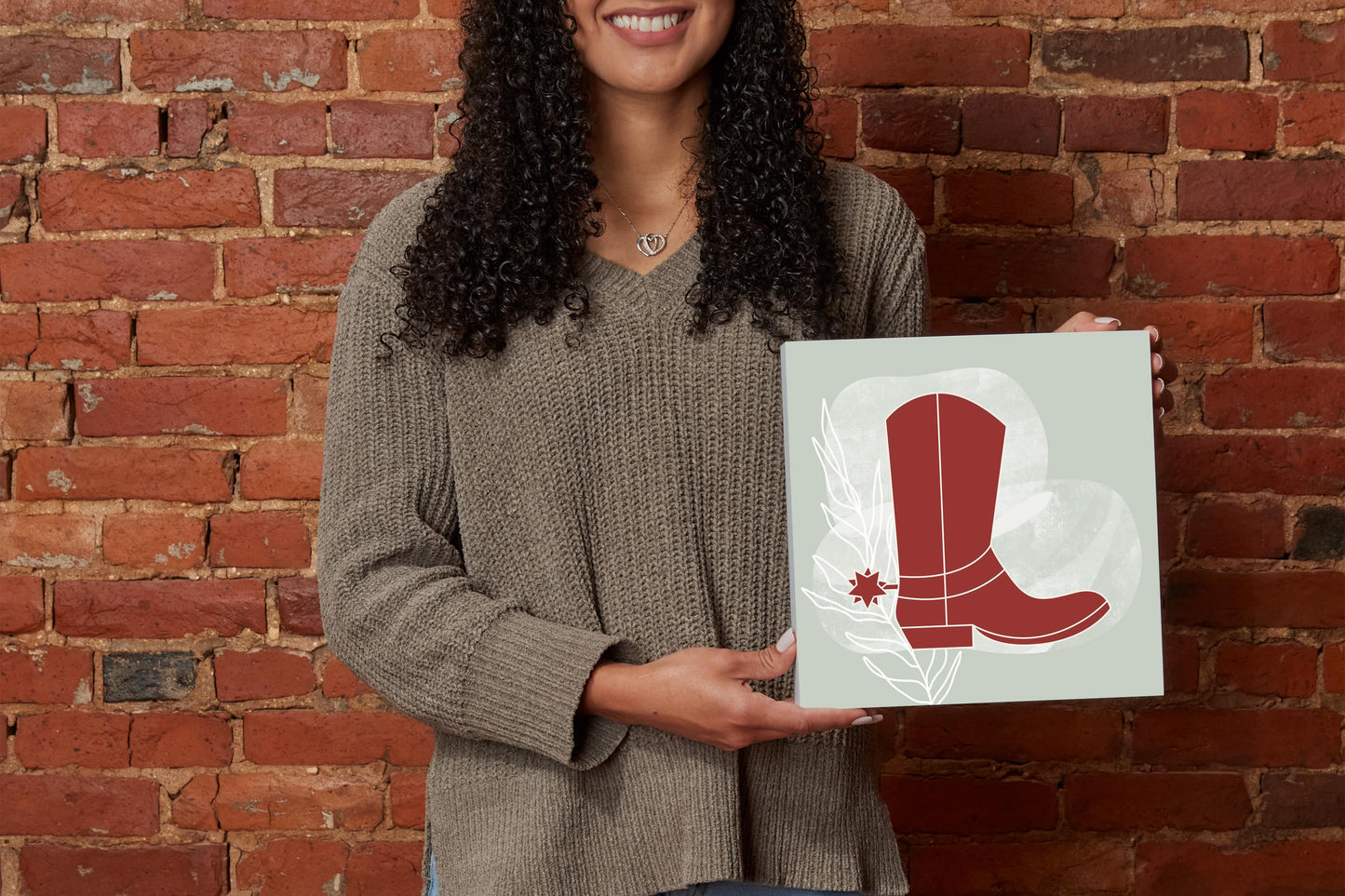 Modern Minimalist Oklahoma Boot | Wood Block | Eaches | Min 2