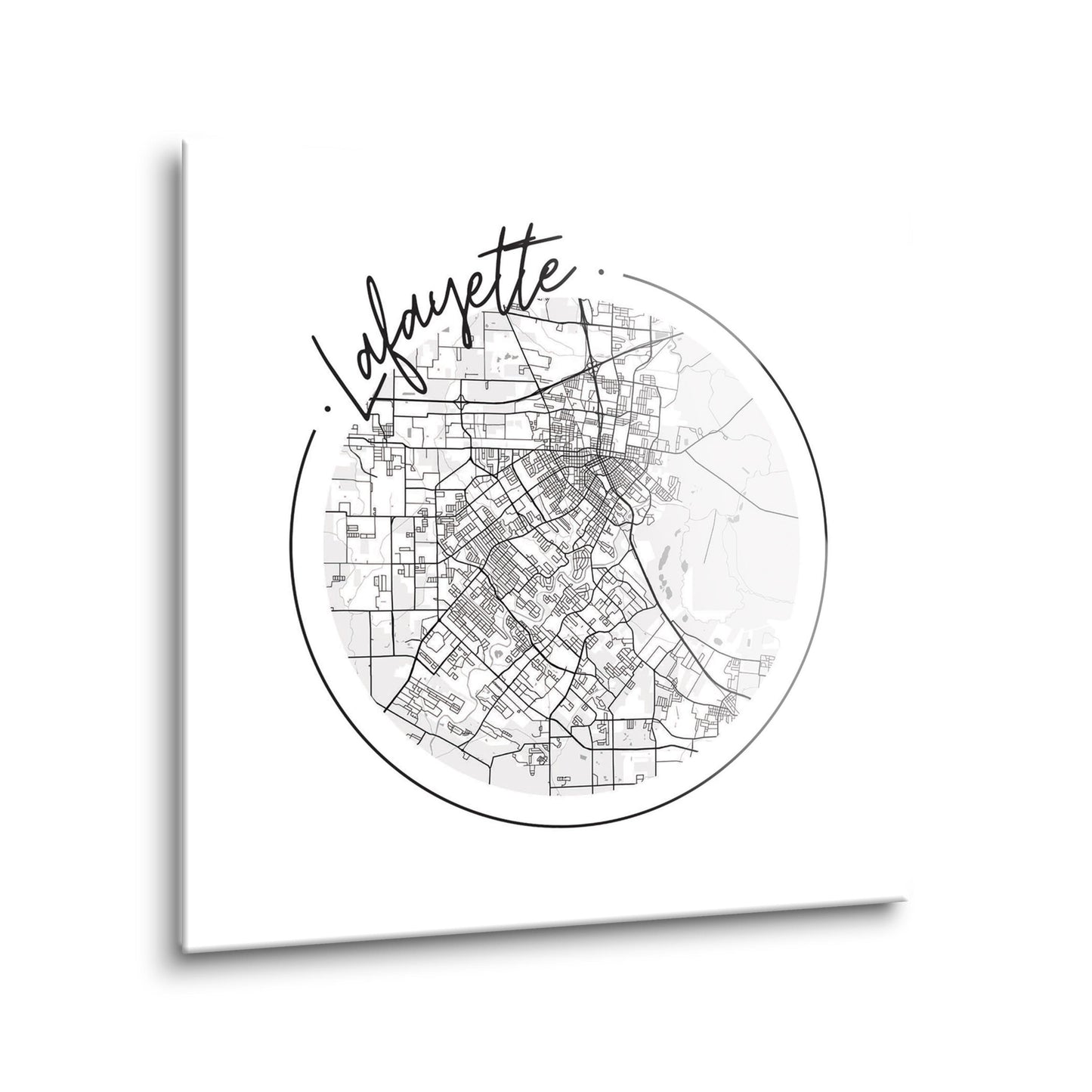 Modern Louisiana Lafayette Circle Map | Hi-Def Glass Art | Eaches | Min 2