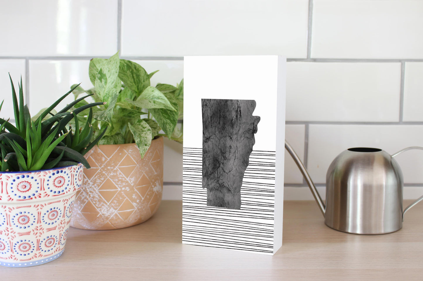 B&W Minimalist Arkansas Lines| Wood Block | Eaches | Min 4