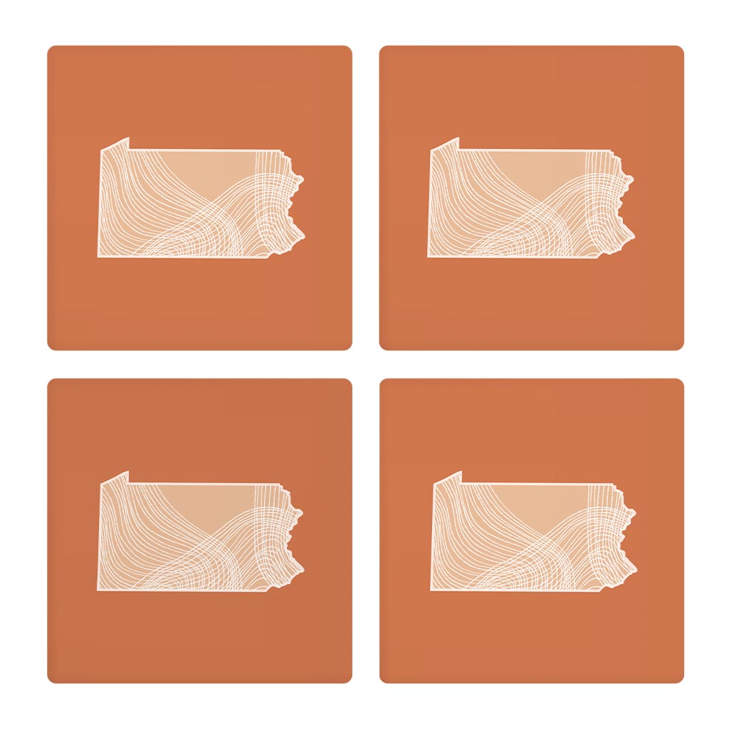 Modern Minimalist Pennsylvania State Lines Light | Absorbent Coasters | Set of 4 | Min 2