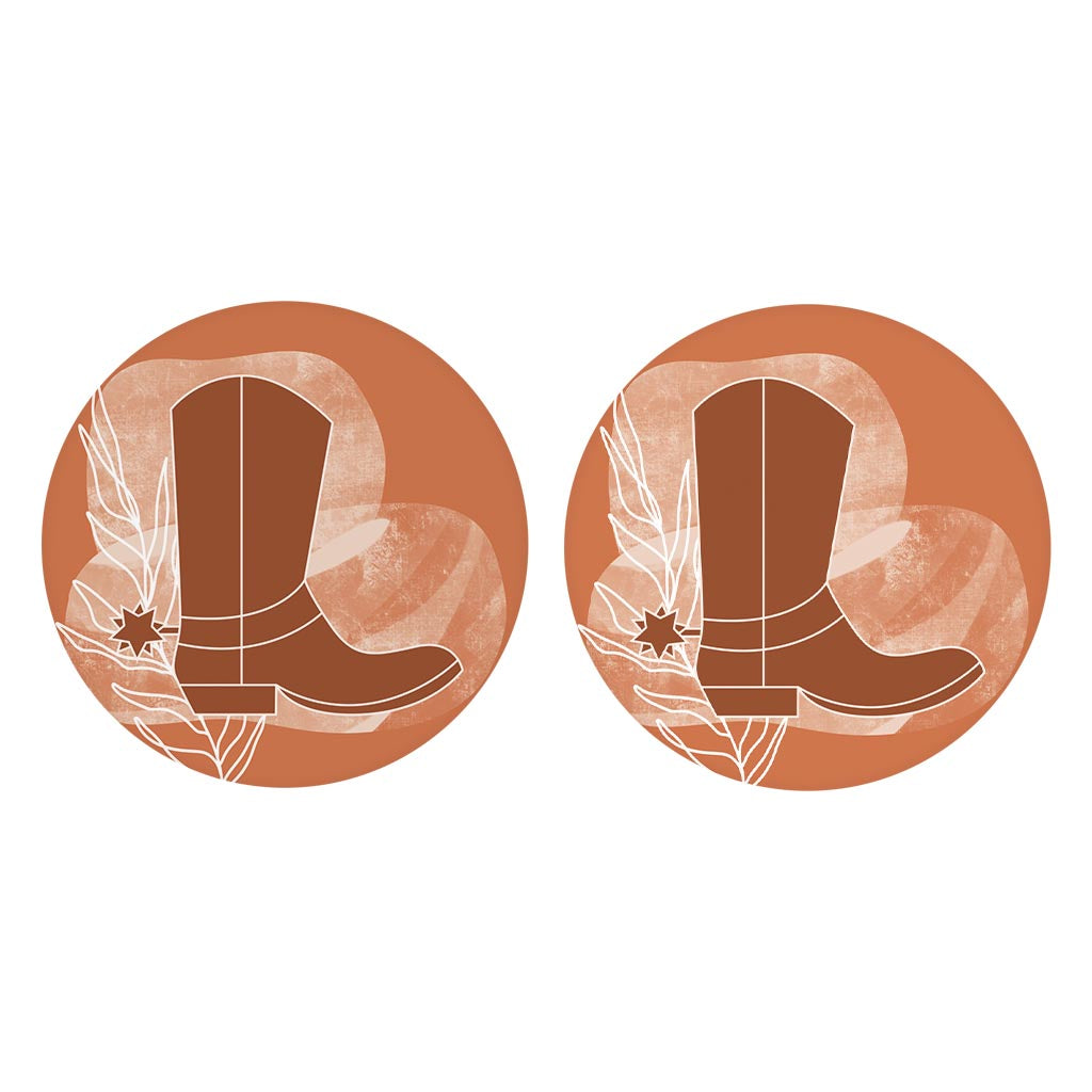 Modern Minimalist Texas Cowboy Boot | Absorbent Car Coasters | Set of 2 | Min 4