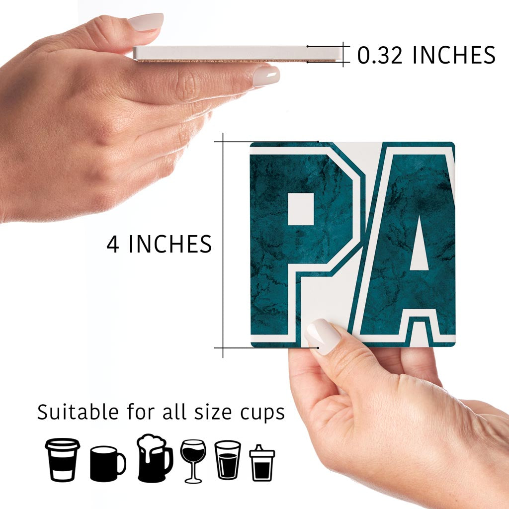 Modern Minimalist Pennsylvania White Initials | Absorbent Coasters | Set of 4 | Min 2