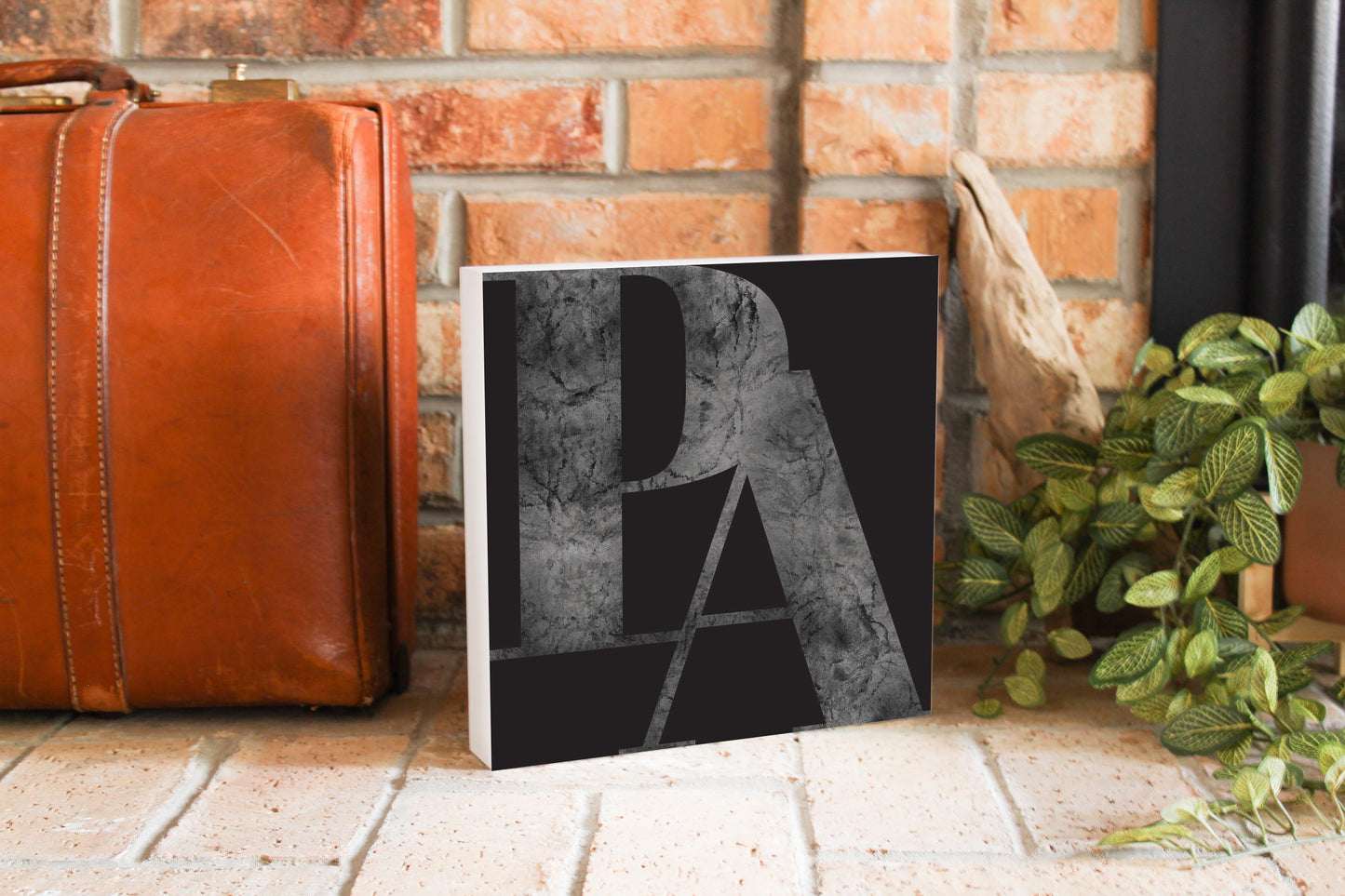 Minimalistic B&W Pennsylvania Black Initials | Wood Block | Eaches | Min 2