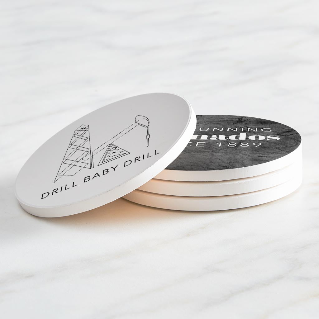 Modern Black White Oklahoma Set | Absorbent Coasters | Set of 4 | Min 2