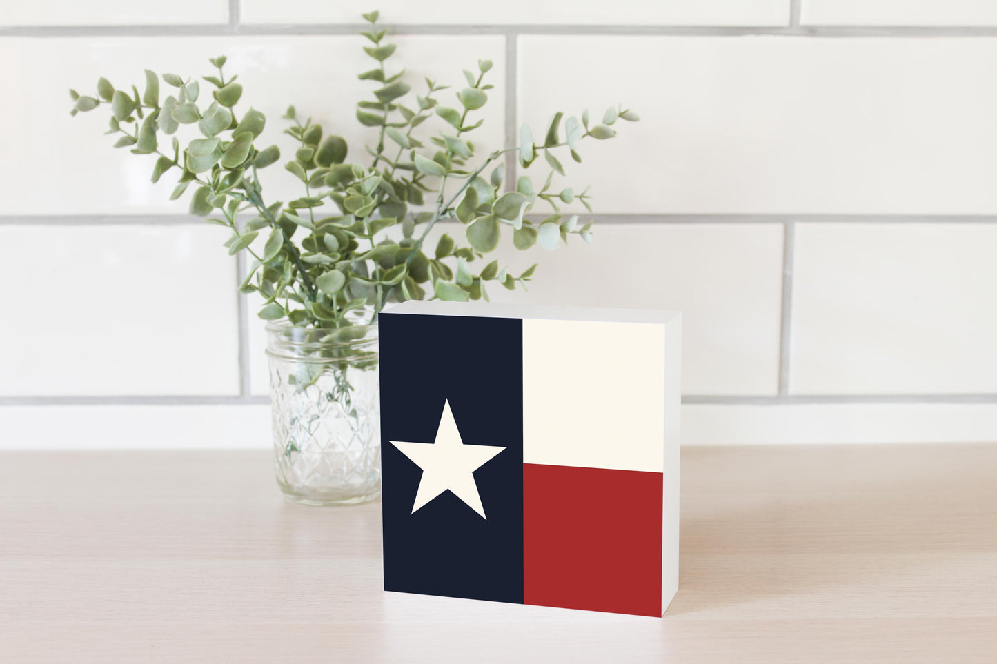 Modern Minimalist Texas Colors Flag | Wood Block | Eaches | Min 4