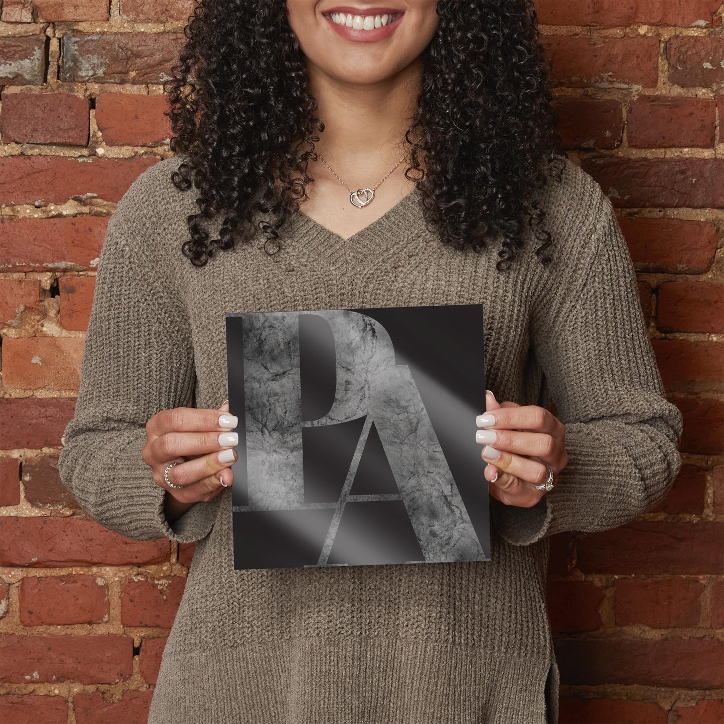 Minimalistic B&W Pennsylvania Black Initials | Hi-Def Glass Art | Eaches | Min 2
