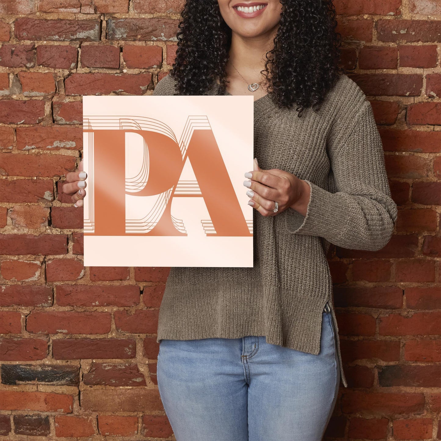 Modern Minimalist Pennsylvania Pa Initials Dark | Hi-Def Glass Art | Eaches | Min 1