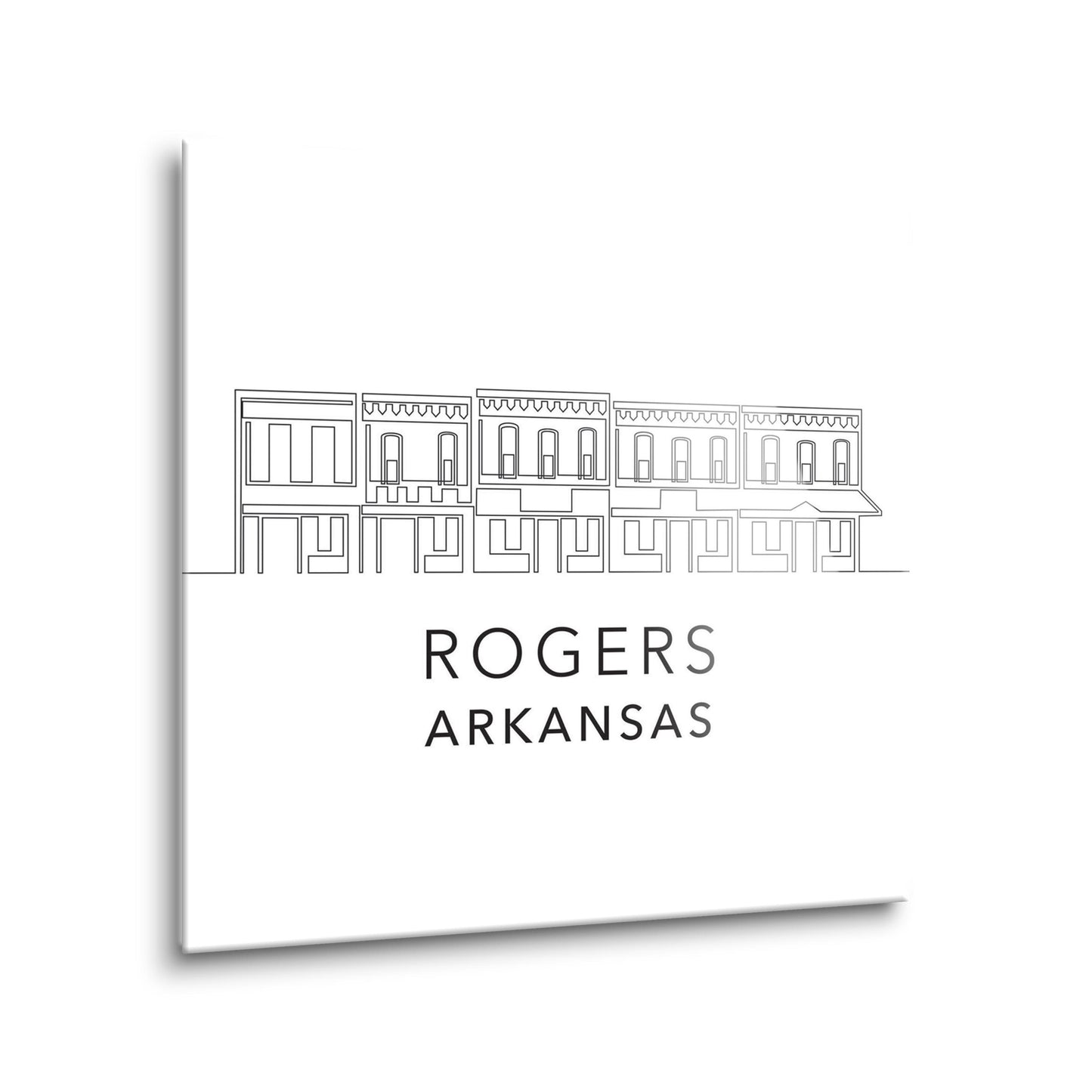 Minimalist B&W Arkansas Rogers Skyline | Hi-Def Glass Art | Eaches | Min 2