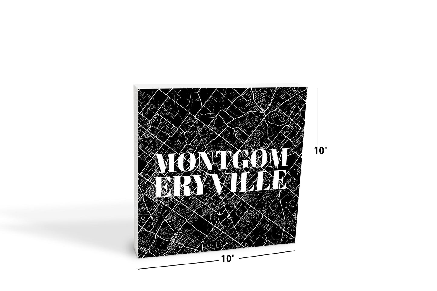 Minimalistic B&W Pennsylvania Montgomeryville Map | Wood Block | Eaches | Min 2