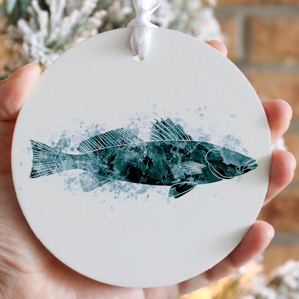 Blue White Water Color Speckled Trout | Wood Ornament | Eaches | Min 6