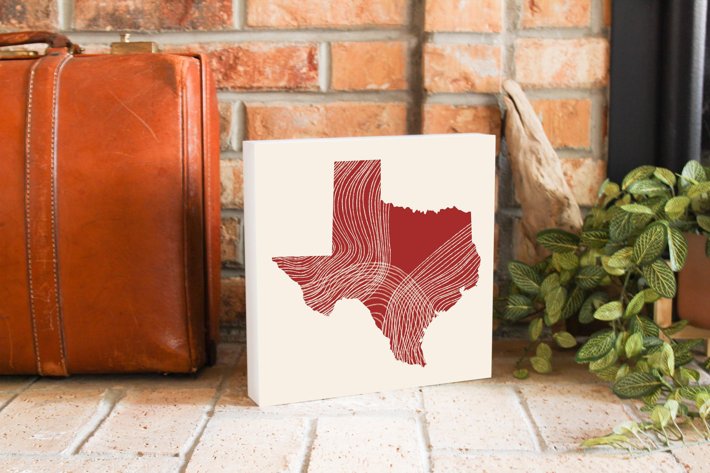 Modern Minimalist Texas Fluid Line State Shape | Wood Block | Eaches | Min 2