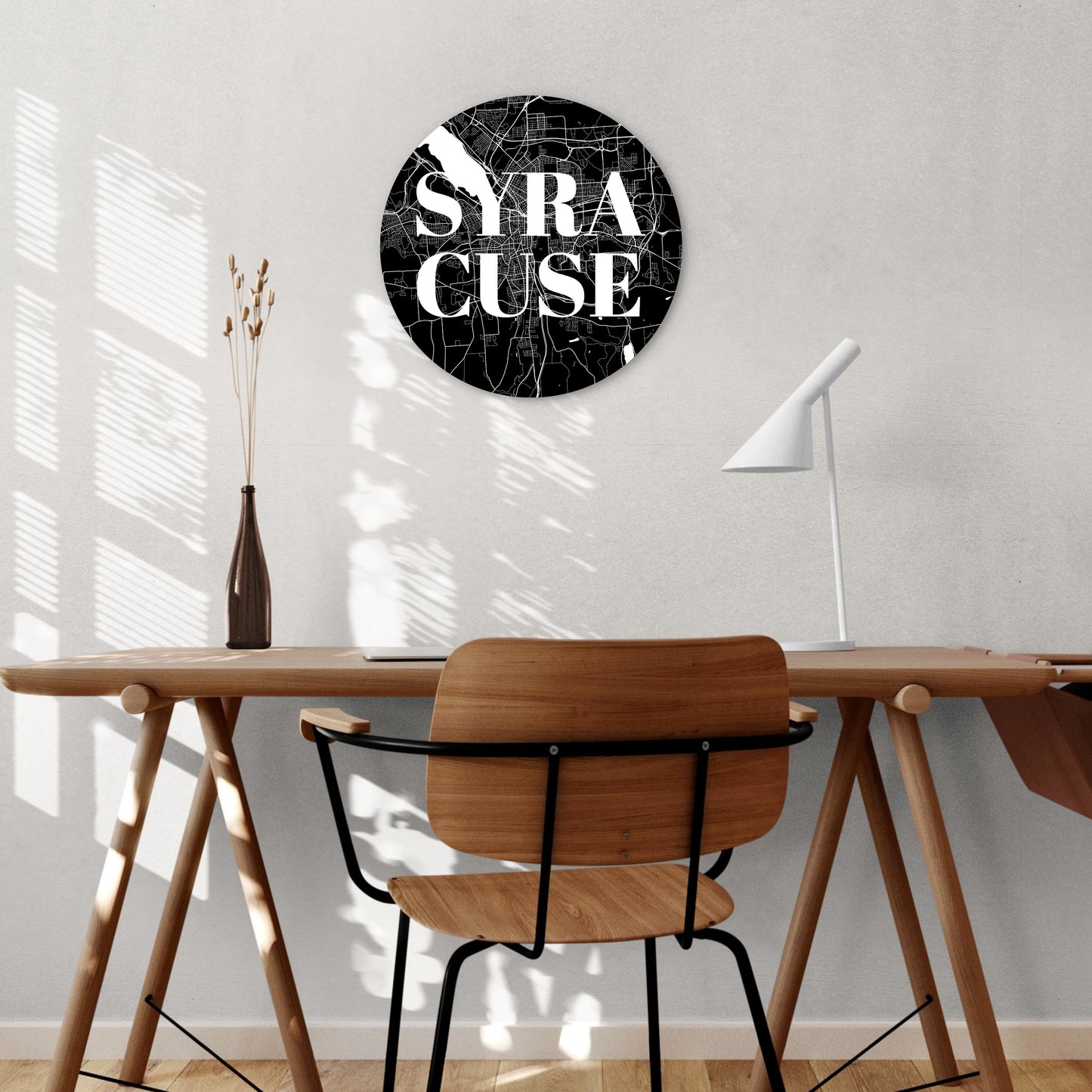 Minimalistic B&W New York Syracuse Map | Wood Sign | Eaches | Min 1