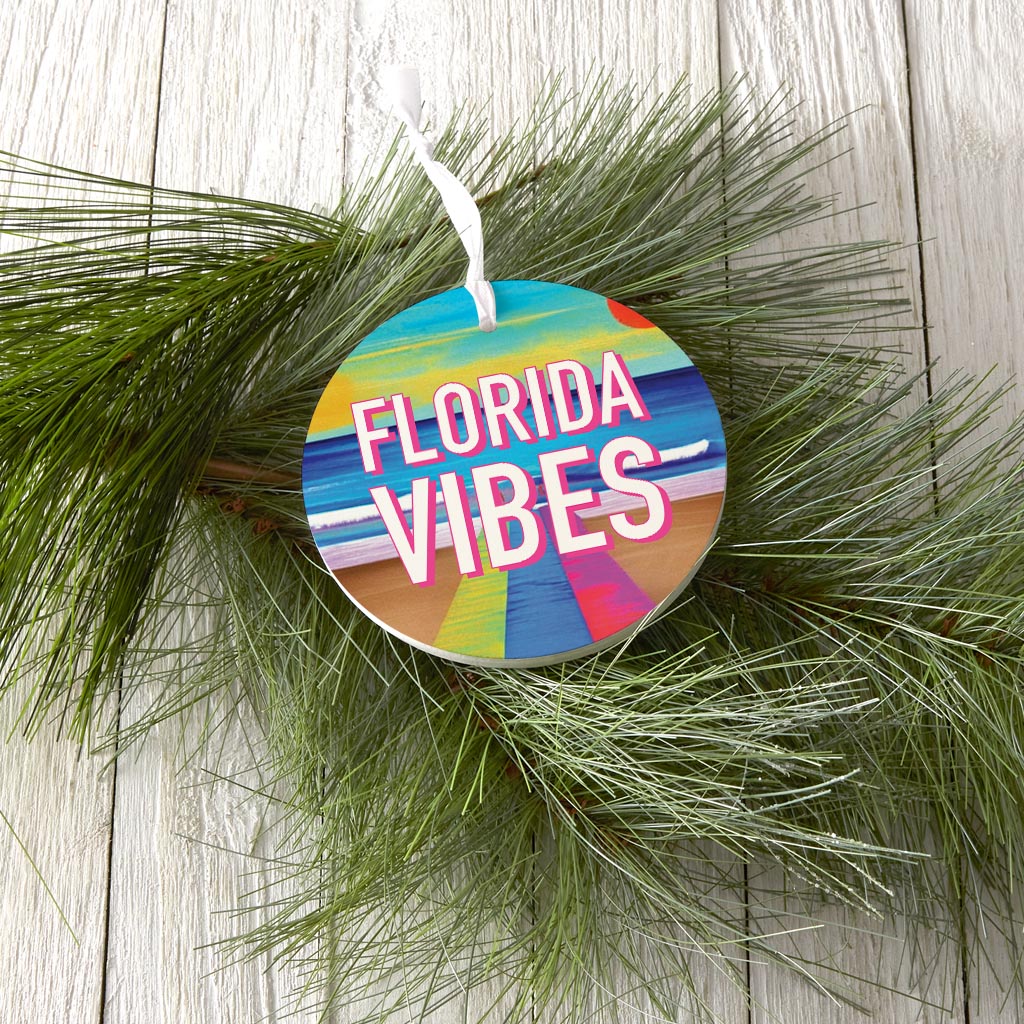Florida Vibes| Wood Ornament | Eaches | Min 6