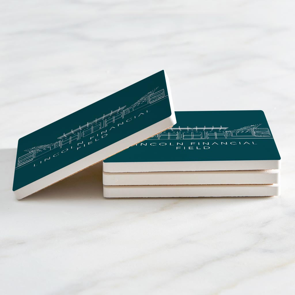Modern Minimalist Pennsylvania Lincoln Field Line Drawing| Absorbent Coasters | Set of 4 | Min 2