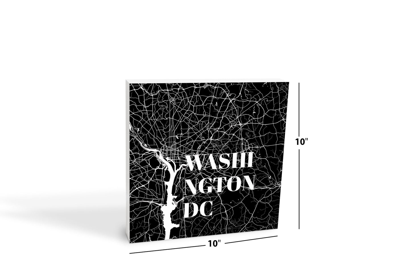 Minimalistic B&W Washington Dc Map | Wood Block | Eaches | Min 2