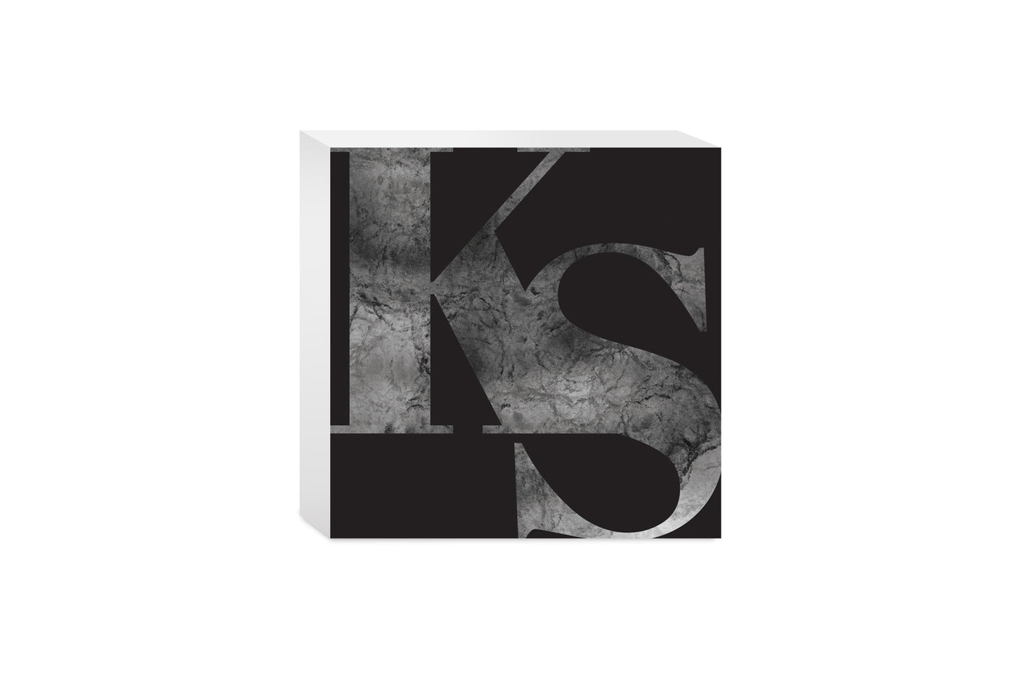 Minimalist B&W Kansas Black Initials | Wood Block | Eaches | Min 4