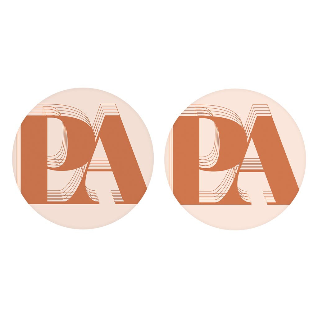 Modern Minimalist Pennsylvania Pa Initials Dark | Absorbent Car Coasters | Set of 2 | Min 4