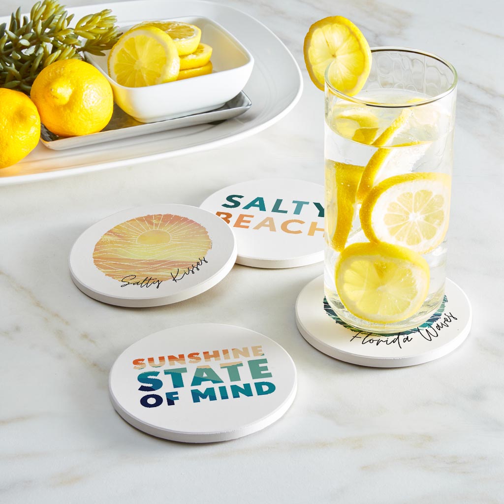 Florida Minimalistic Sayings | Absorbent Coasters | Set of 4 | Min 2