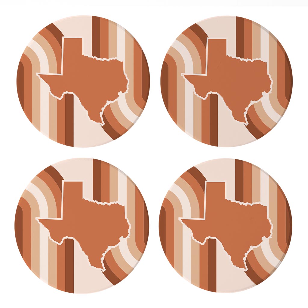 Modern Minimalist Texas State Shape Retro Lines | Absorbent Coasters | Set of 4 | Min 2