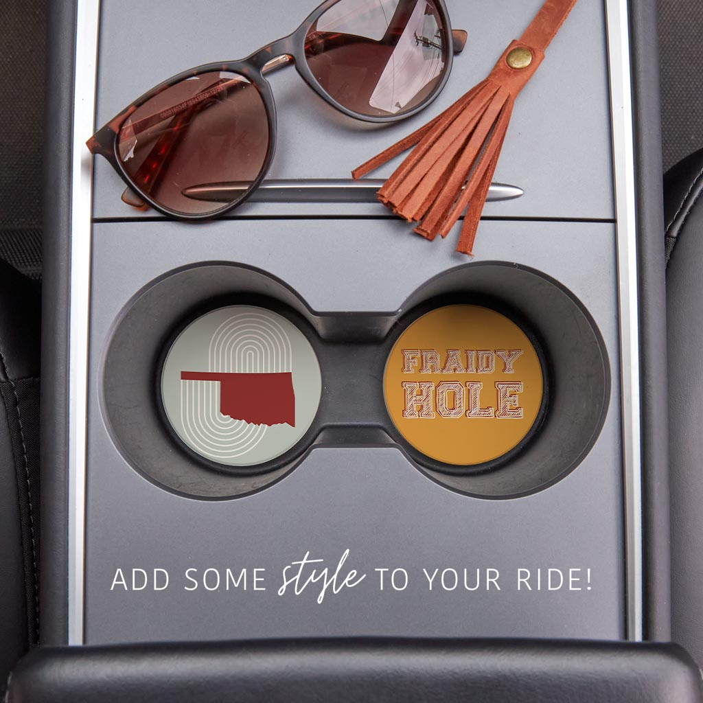 Modern Minimalist Oklahoma Set | Absorbent Car Coasters | Set of 2 | Min 4