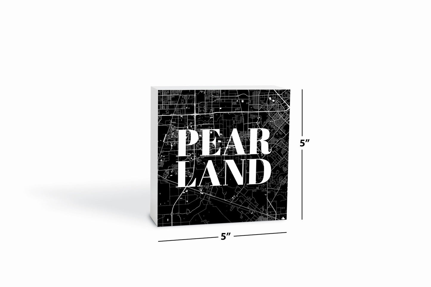 Minimalistic B&W Texas Pearland City Map | Wood Block | Eaches | Min 4