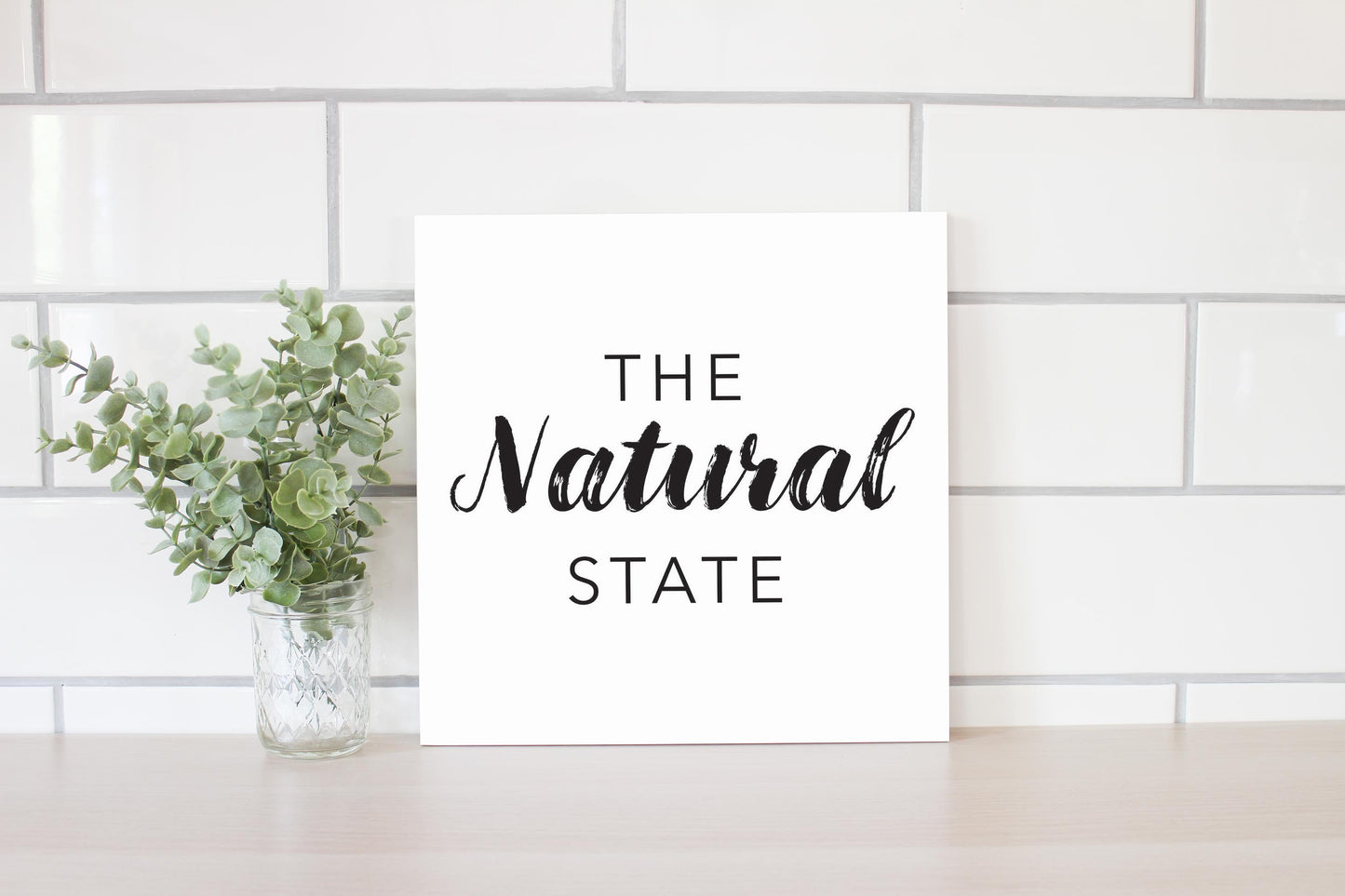 B&W Minimalist Arkansas The Natural State | Wood Sign | Eaches | Min 2