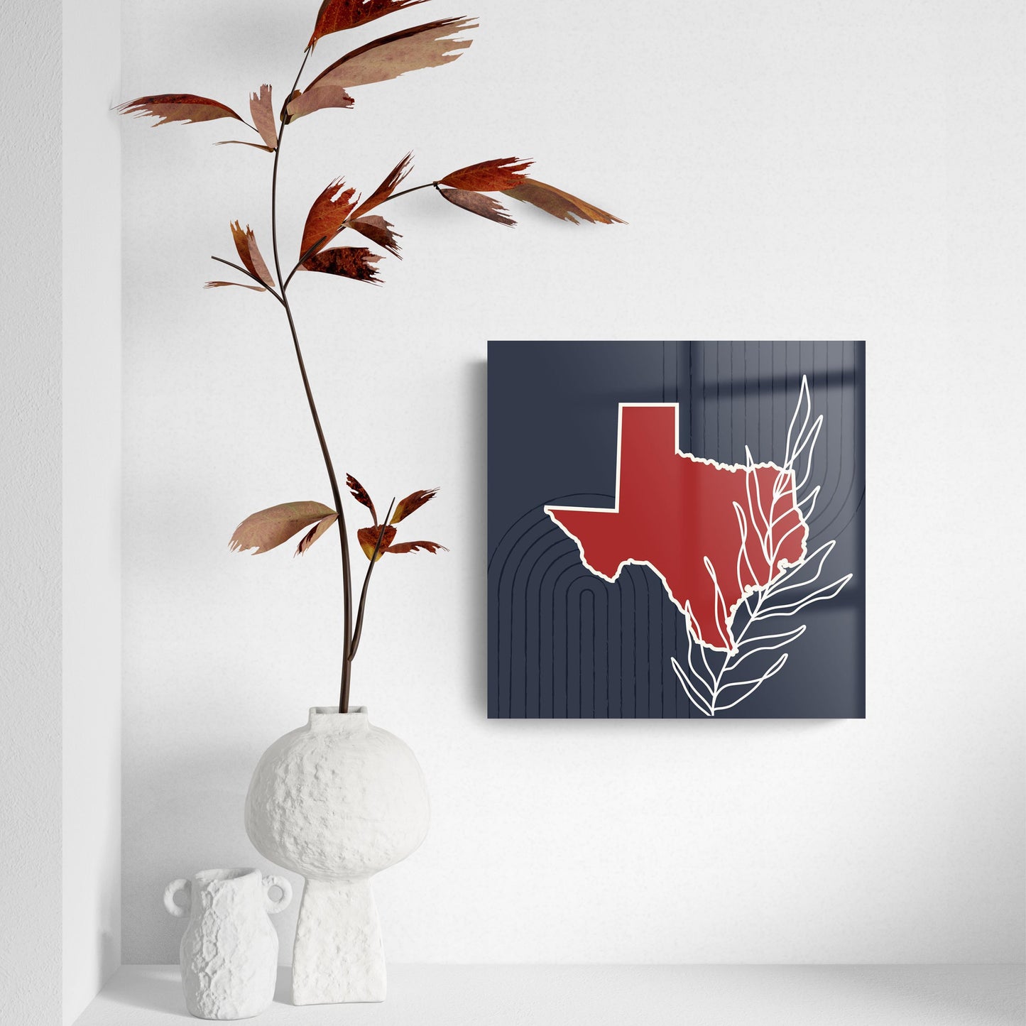 Modern Minimalist Texas Colors Shape Leaf | Hi-Def Glass Art | Eaches | Min 2