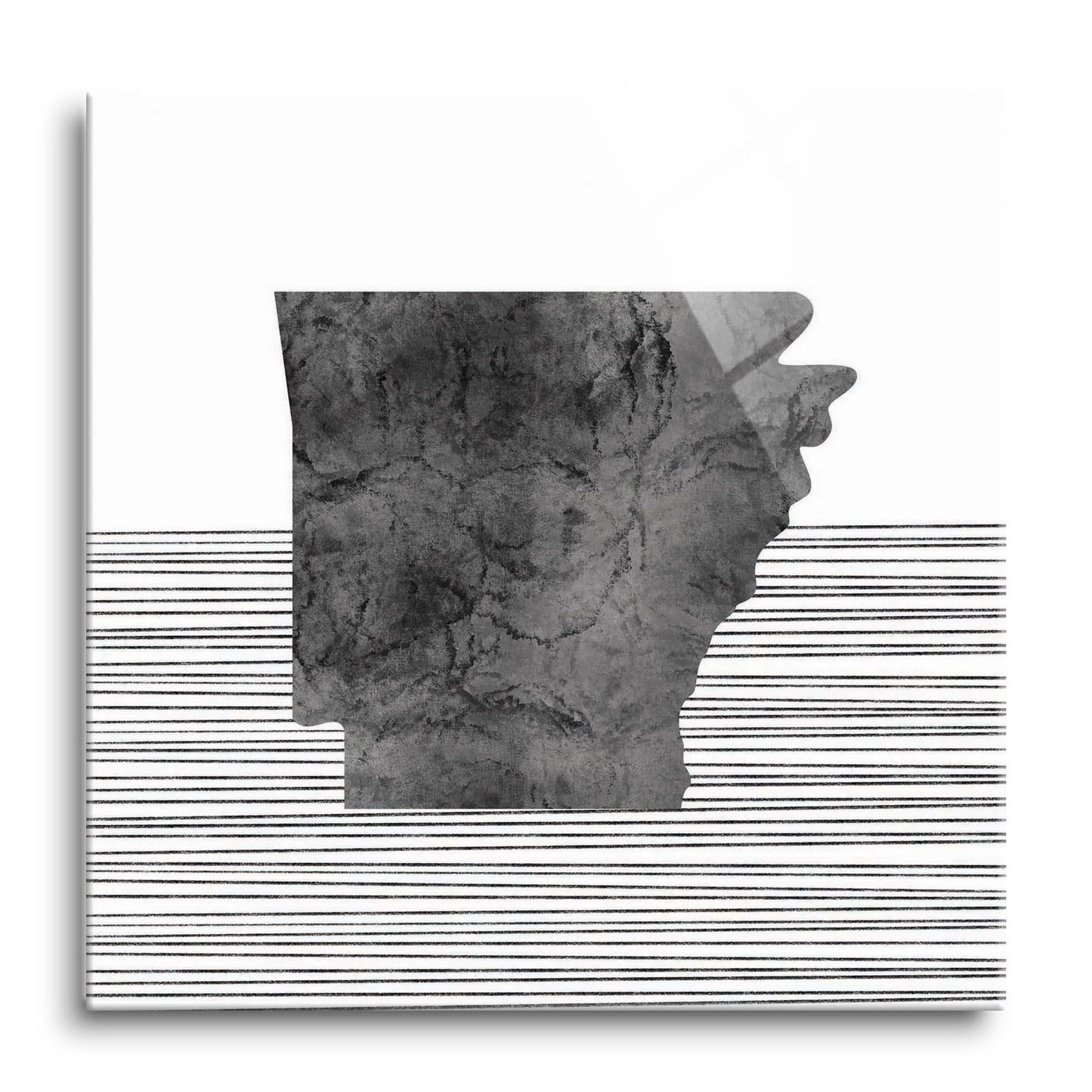 B&W Minimalist Arkansas Lines | Hi-Def Glass Art | Eaches | Min 1