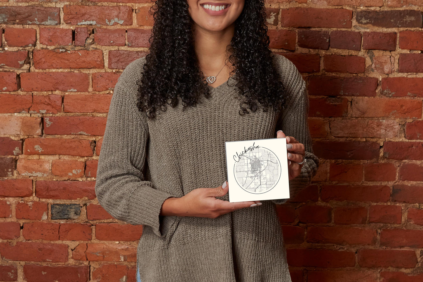 Modern Minimalist Oklahoma Chickasha Map | Wood Block | Eaches | Min 4